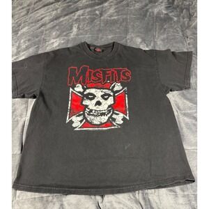 Cinder Block Misfits Punk Rock Skull Graphic T-Shirt Mens Black Large